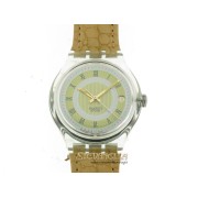 SWATCH Avenida automatic cassa plastica e cinturino pelle beige new 